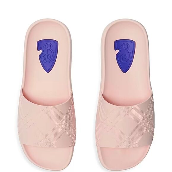 NWT- Burberry Dive Embossed Check Pool Slide Blusg Sandal (Women) - Picture 2 of 5